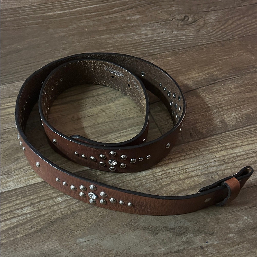 Nocona Brown Leather Belt with Silver Accents